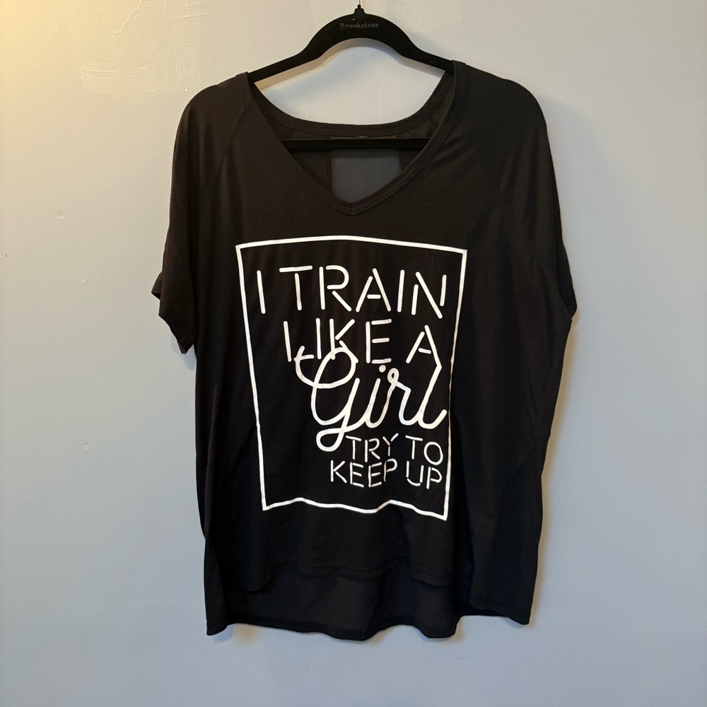 Ideology Black Short Sleeve workout tee. Plus size 2x. I train like a girl